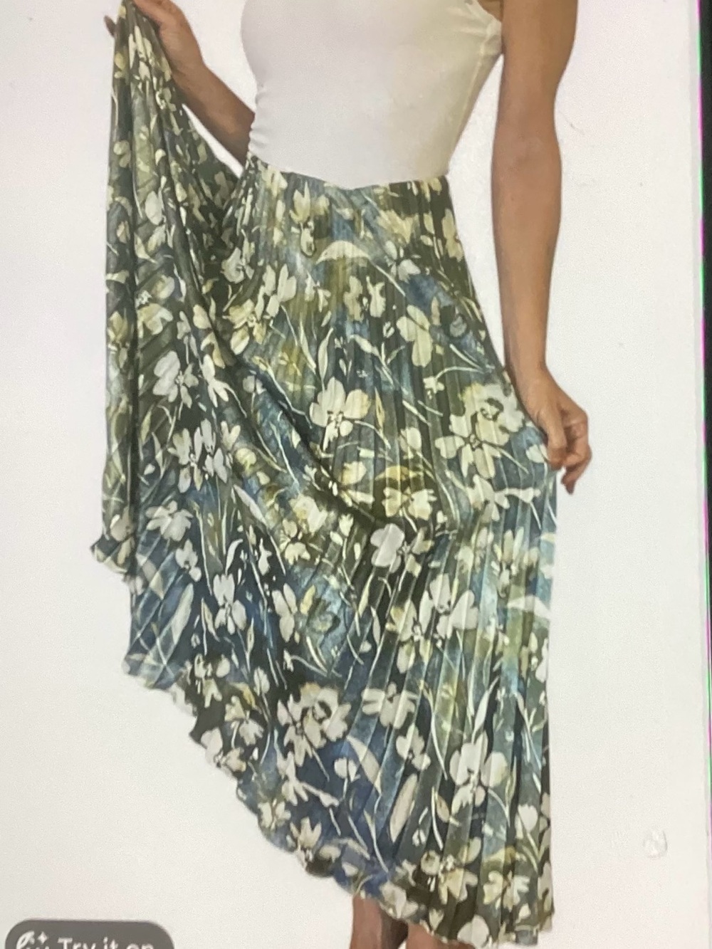 Zara Floral Pleated Midi Skirt, size Medium